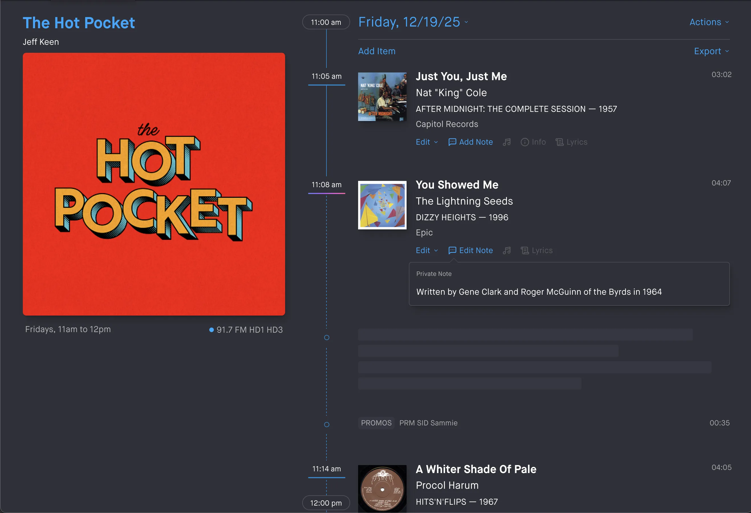 DJ playlist view